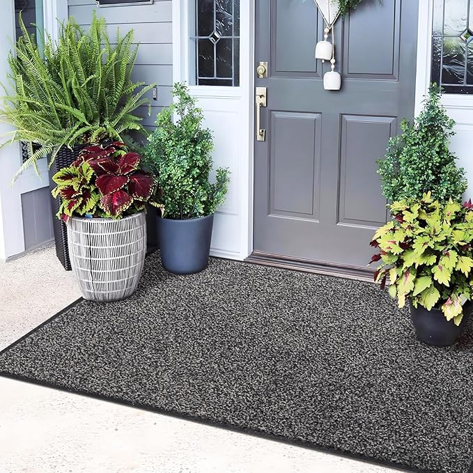Mibao Front Door Mat Indoor Entrance, 72" x 48", Dirt Trapper Welcome Mat for Outdoor Indoor, Non-Slip Waterproof Doormat, Durable Machine Washable Low Profile Entry Rug for Back Door Outside,Grey