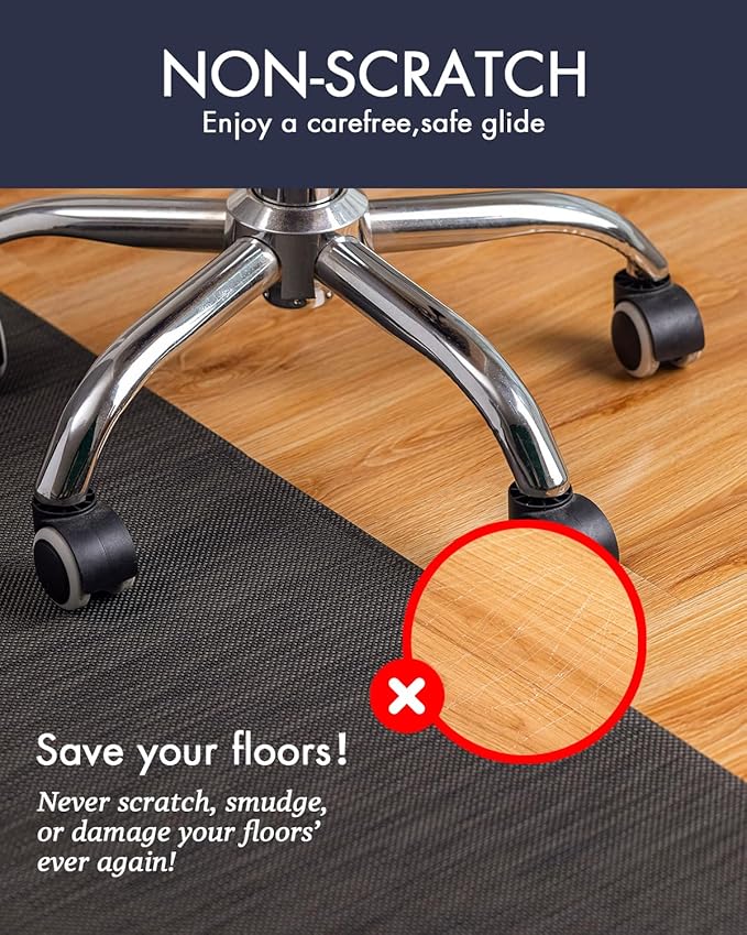 BARoyal Office Chair Mat for Hardwood Floor Under Desk Computer Rolling Chair Mat for Wood/Tile Floor Non-Slip Heavy Duty Desk Rug PVC Plastic Hard Floor Protector 45"x 58" (Espresso)