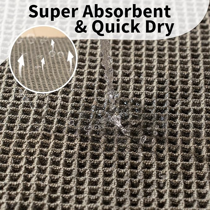 Waffle Bath Mat - Boho Bathroom Rugs Non Slip Washable, Super Absorbent & Quick Dry, Soft Bath Mat Farmhouse Bathroom Decor, 20'' x 48'', Olive Green