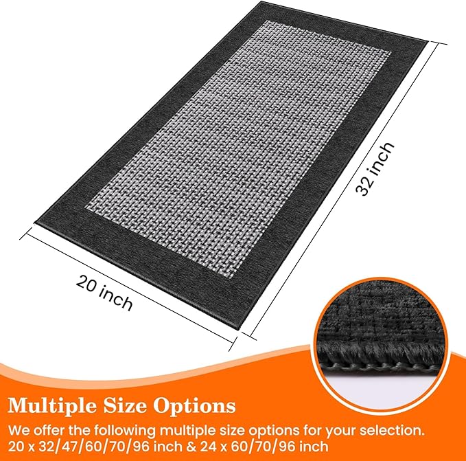 StepRite Kitchen Rugs, Kitchen Mats for Floor, 32"x20" Non-Slip Machine-Washable Kitchen Throw Rug, Absorbent Kitchen Runner Rugs Office, Kitchen Sink Standing Desk Mat, Kitchen Decor Carpet, Black