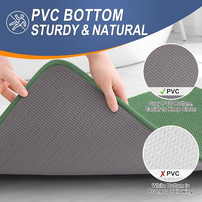 OLANLY Thick Memory Foam Bathroom Runner Rugs 44x24, Extra Soft Absorbent Long Bath Mats, Quick Dry, Non-Slip, Machine Washable Mats for Bathroom, Tub and Shower, Home Decor Accessories, Olive Green