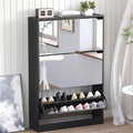 BORNOON Shoe Cabinet with 3-Flip Mirror Drawers, Freestanding Shoe Rack Organizer with Hidden Handle, Slim Narrow Shoe Storage Cabinet for Entryway, Entrance, Hallway, Bedroom