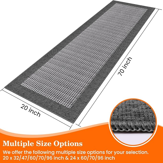 StepRite Kitchen Rugs, Kitchen Mats for Floor, 70"x20" Non-Slip Machine-Washable Kitchen Throw Rug, Absorbent Kitchen Runner Rugs Office, Kitchen Sink Standing Desk Mat, Kitchen Decor Carpet, Grey