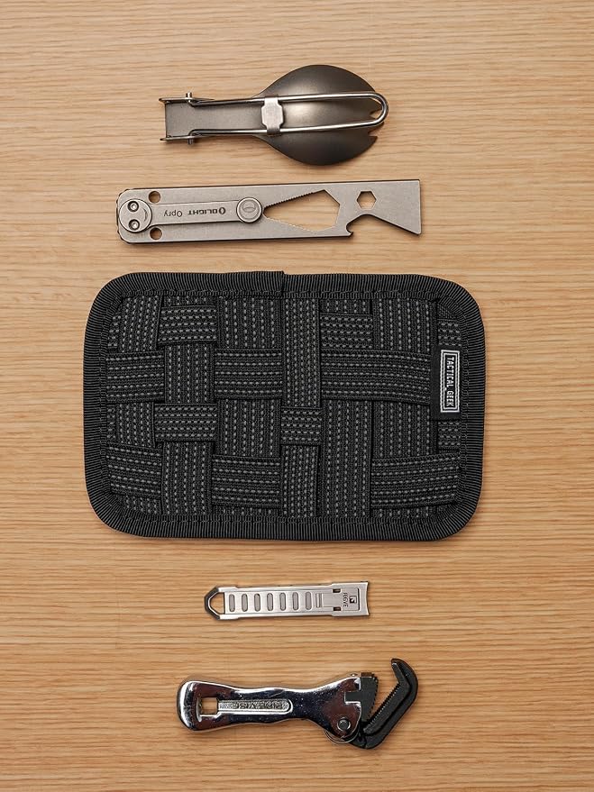 TACTICAL_GEEK EDC Organizer Board, Anti-Slip Elastic Woven Board, Utility Bag Insert Panel for Small Gear, Backpack Accessories (TCM11-S-Black)