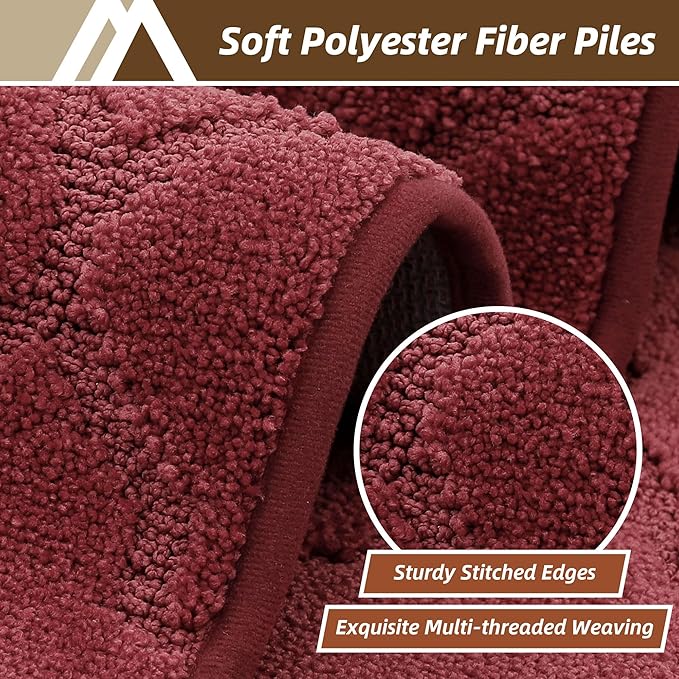 COSY HOMEER Kitchen Rugs 20" x 32" Washable Non Slip Kitchen Mats for Floor Absorbent Kitchen Carpet Soft Rugs for Kitchen,Sink Mat,Entrance,Area Rugs,Red