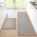 StepRite Kitchen Mats for Floor, Non-Slip Kitchen Rugs Set of 2 PCS, Super Absorbent Washable Kitchen Mats with Rubber Backing, Runner Mats for Front of Sink (20"x32"+20"x60" Khaki)