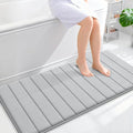 OLANLY Memory Foam Long Bathroom Rugs Runner 47x24, Super Soft Absorbent Bath Mat, Quick Dry, Machine Washable Shower Floor Rugs, Bathmat Carpet, Bathroom Home Decor Accessories, Light Gray