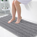 OLANLY Thick Large Bathroom Rugs 50x30, Extra Soft Absorbent Chenille Striped Bath Rugs, Rubber Backing, Machine Wash Dry, Bath Mats for Bathroom Floor, Tub and Shower, Home Decor Accessories, Grey