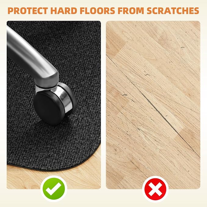 Office Chair Mat for Hardwood and Tile Floor, 48" x 36" Computer Desk Chair Mat, Anti-Slip Mat for Rolling Chair, Large Floor Protector for Home Office, Dark Gray