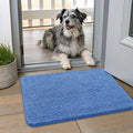 Smiry Dog Door Mat for Muddy Paws 24x16, Absorbent Dirt Trapper, Non-Slip Washable Chenille Entryway Rug for Inside Floor, Cornflower Blue, Classic Solid