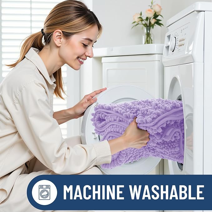 Smiry Bathroom Rugs Mat 36x24, Extra Soft Absorbent Chenille Bath Rugs, Non Slip Rubber Backing Machine Washable Quick Dry Bath Mats for Bathroom Floor, Tub, Shower, Home Decor Accessories, Purple