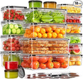 KEMETHY 36-Piece Food Storage Containers with Lids(18 Container & 18 Lid), Plastic Food Containers for Pantry & Kitchen Storage and Organization, BPA-Free, Leak Proof, Reusable with Labels & Pen