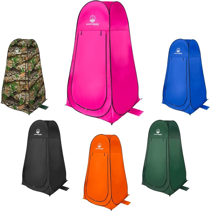 Wakeman Pop Up Changing Tent, 3.3 x 3.3 x 6.2ft, Camping Shower Tent for Portable Toilet Stall or Dressing Room with Carry Bag for Camping, Beach, or Tailgate, Polyester
