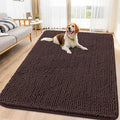 Smiry Dog Door Mat for Muddy Paws 70x35, Absorbent Dirt Trapper, Non-Slip Washable Chenille Entryway Rug for Inside Floor, Brown, Classic Solid