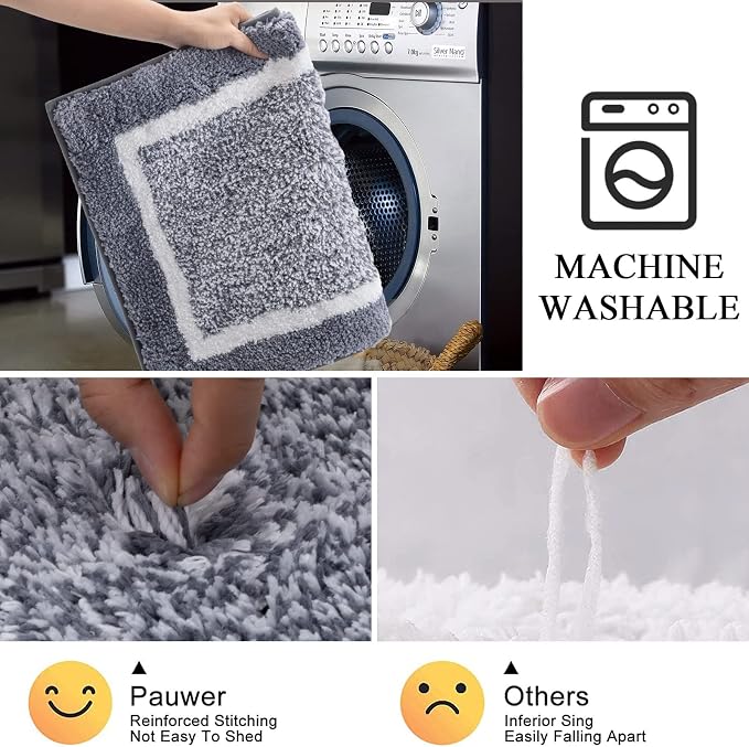 Pauwer Bathroom Rugs Sets 2 Piece, Non Slip Bath Mats for Bathroom, Absorbent Bath Rugs Floor Mat, Machine Washable Shower Rugs for Bath Floor, Tub and Shower