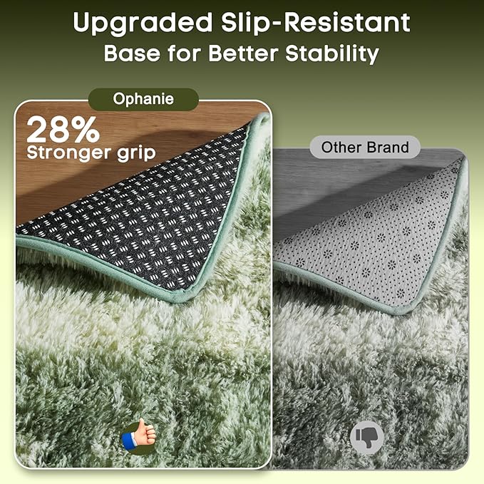 Ophanie Green and White Area Rugs for Living Room 5x7, Sage Green Fluffy Shag Large Fuzzy Plush Soft Carpets, Floor Shaggy Rugs for Bedroom, Carpet for Kids Girls Dorm Nursery Home Decor Aesthetic