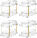 LAREKUN4pack 2-Tier Organizer & Storage Unit Stackable Bathroom Cabinet Organizer Pull-Out Kitchen Pantry Organizer & Storage System Suitable for Countertops, Pantries, Kitchens, Bathrooms