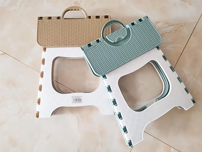 Folding Step Stool Anti Slip Compact Plastic Foldable Step Stool Holds Up to 300 lbs,12 inches, 30cm，(Coffee) 1PCS