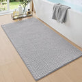 DEXI Bathroom Rugs 43x24, Non Slip Washable Bath Mat, Absorbent Chenille Bathmat, Ultra Soft Thick Carpet for Tub Shower Floor, Light Grey