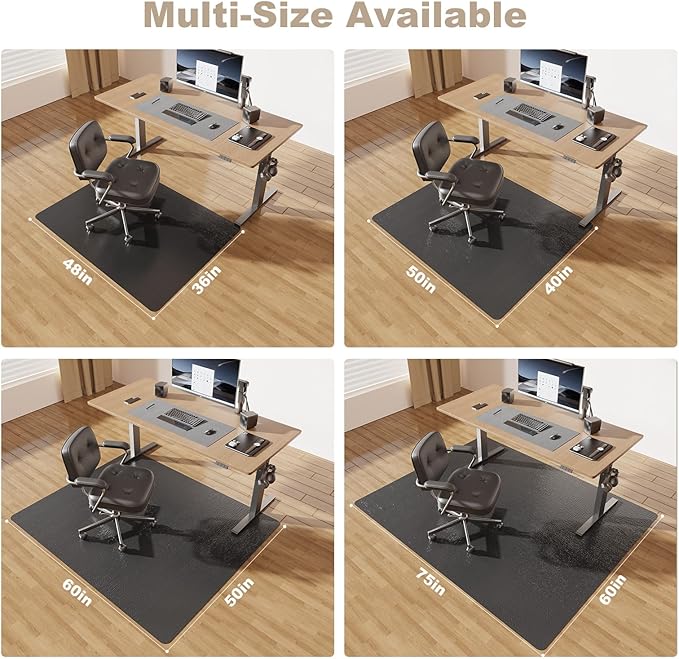 [Thickened to 2.0mm]40"x 50" Office Chair Mat for Hardwood, Vinyl Computer Floor Mat, Anti-Slip Desk Mats for Hardwood, Easy to Clean Office Chair Floor Protector, Durable Rolling Chair Mat