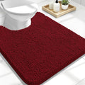 OLANLY Toilet Rugs U-Shaped 24x20, Extra Soft Absorbent Chenille Contour Bathroom Rugs for Toilet, Dry Quickly, Machine Washable, Non-Slip Bath Mat, Red