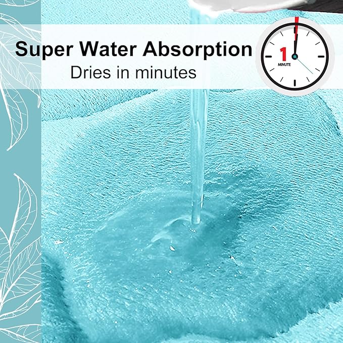 OLANLY Memory Foam Bath Mat Rug 47x20, Ultra Soft and Absorbent Bathroom Rugs, Non-Slip, Comfortable, Machine Washable Bath Carpet for Bathroom Floor, Tub, Shower and Home Decor Accessories, Sky Blue