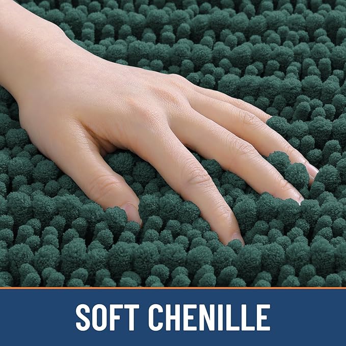 Smiry Bathroom Rugs Mat 59x24, Extra Soft Absorbent Chenille Bath Rugs, Non Slip Rubber Backing Machine Washable Quick Dry Bath Mats for Bathroom Floor, Tub, Shower, Home Decor Accessories, Green