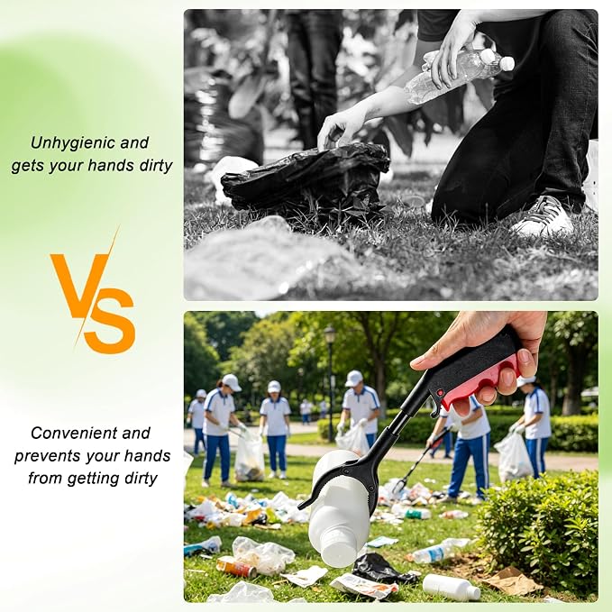 Grabber Reacher Tool Trash Grabbers Tool, 11" 360° Rotating Jaw Grabber with Anti-Slip Grip, Ergonomic Handle Small Grabber Tool for Sanitation Workers, Litter Picking & Reaching Objects