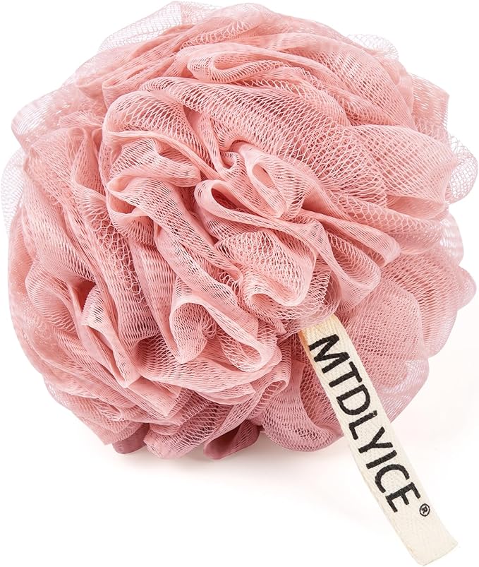 MTDLYICE Loofah Sponge, XXL Large Loofah 100g 4 Pack, Bath Sponge Soft Mesh Shower for Men, Body Scrub, Shower Pouf Bath Accessories, for Body Wash, Soap (Red Soil)
