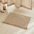 TYUU Waffle Bath Mat, Boho Bathroom Rugs Non Slip Washable Super Absorbent Quick Dry Bath Mat Farmhouse Bathroom Decor, 30"x20" Khaki and White