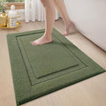 LUMI Ultra Soft Bathroom Rugs Non Slip with Rubber Backing, Absorbent Washable Bath Mat Quick Dry, Upgraded Premium Microfiber Plush Carpet for Bathtub and Shower Floor, Green, 17x30