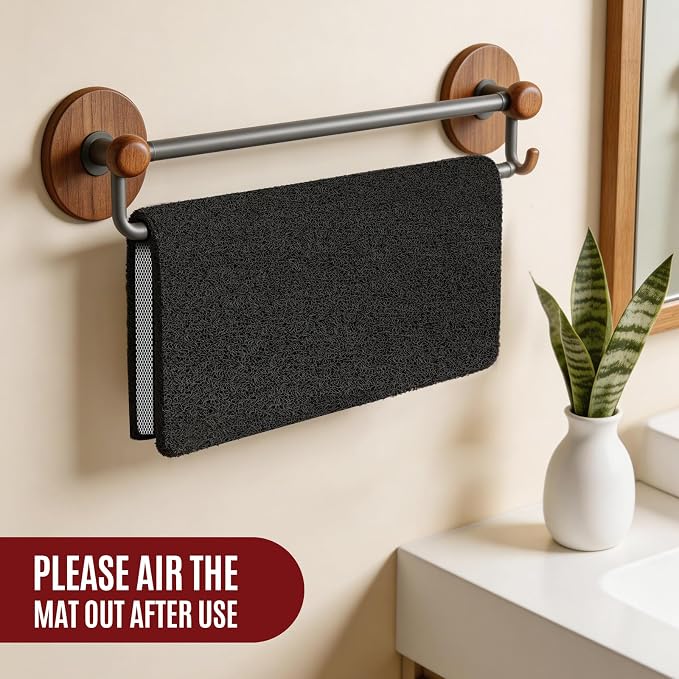 Joyhalo Shower Mat Bathtub Mat Non Slip, Bathmats Non Slip, Quick Drying Foot Scrubber Loofah Mats for Shower, Tub, Bathroom, Home, 24x24inch, Black