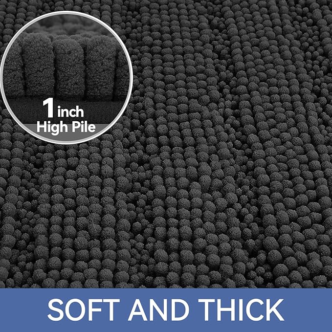 Bcoimo Large Bathroom Rug, Chenille Bath Mat with High Low Pile Design, Soft Absorbent Non Slip Bath Rug, Machine Washable Quick Dry Mat for Shower, Tub, Sink and Vanity