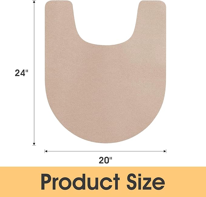 ACCUMTEK Non Slip Bath Mat, Thin Bathroom Rugs Fit Under Door, Quick Dry Bath Mats, Machine Washable Bath Rugs for Bathroom, Bathtub & Kitchen, Taupe/Solid/U-Shaped 24"x20"