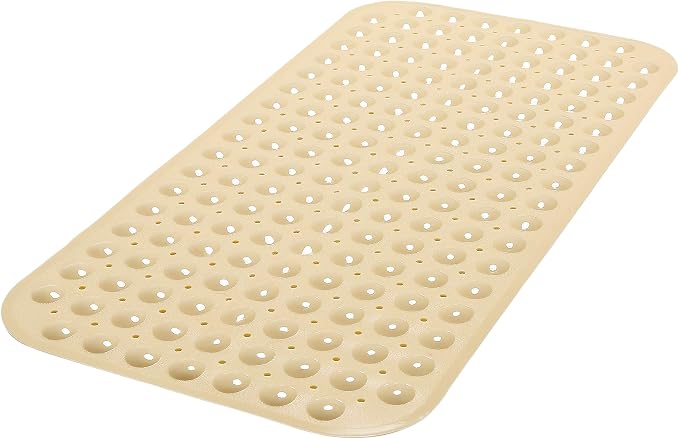 Large Non-Slip Bathtub & Shower Mat 31”x16” (Smooth/Non-Textured Tubs Only) Safe, Clean, Machine-Washable, Superior Grip&Drainage, Vinyl, Opaque Light Brown