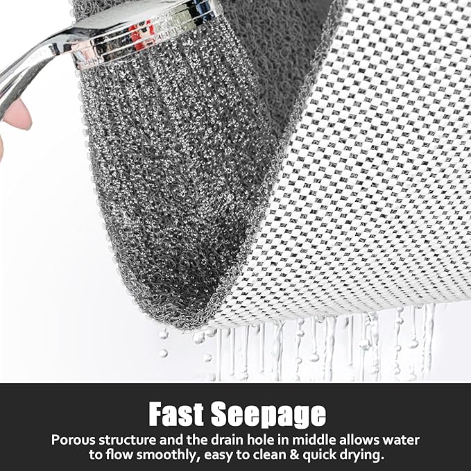 ZOESOE Square Shower Mat Non Slip: 32x32 Inch Large Shower Mats for Inside Shower with Drain Hole in Center, Super Soft PVC Loofah Massage Shower Stall Mat, Anti Slip Shower Floor Mat, Quick Drying
