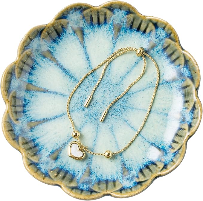 BEUNAIZER Jewelry Dish Tray, Ring Dish, Ceramic Trinket Tray, Key Bowl, Decorative Plate, for Friends Sisters Daughter Mother