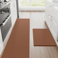 StepRite Kitchen Mats, 2PCS Kitchen Rugs, Cushioned Anti Fatigue Kitchen Mats for Floor, Non-Slip Standing Desk Mat, Waterproof Kitchen Rug Set for Floor, Office, 17.3"x30"+17.3"x70", Terracotta Brown