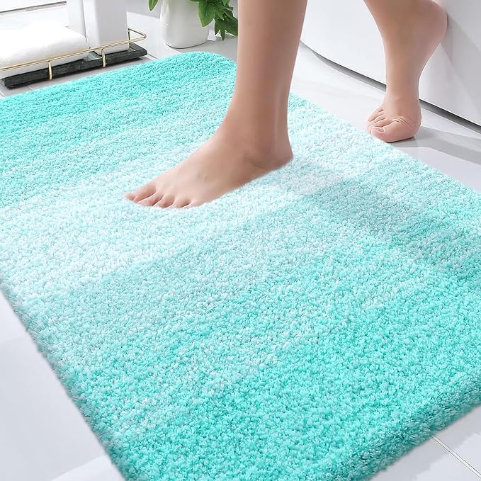 OLANLY Bathroom Rugs Mat 30x20, Extra Soft Absorbent Microfiber Bath Rugs, Rubber Backing, Quick Dry, Machine Washable Bath Mats for Bathroom Floor, Tub and Shower, Home Decor Accessories, Teal
