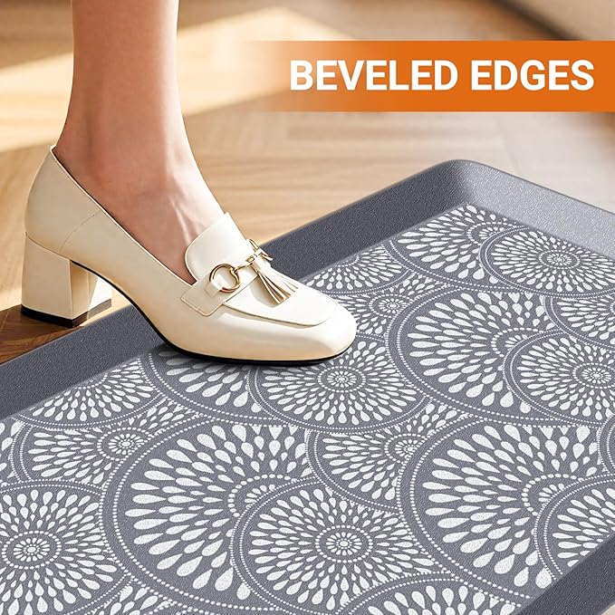 Mattitude 4/5 Inch Kitchen Mat, 17.3x59in Heavy Duty Ergonomic Comfort Foam Standing Desk Mat, Waterproof Non-Slip Standing Mats and Rugs for Kitchen, Office, Grey