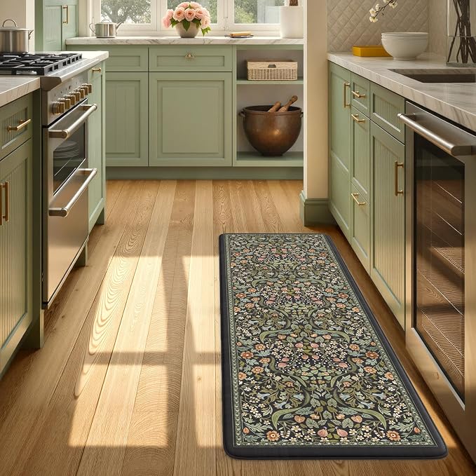 Collive Kitchen Mats Cushioned Anti Fatigue, Non Slip Waterproof Kitchen Floor Mat Black Sink Rug, Modern Comfort Desk Standing Rugs for Bedroom, Office, Laundry, 24''x59''