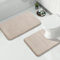 Yimobra Memory Foam Bath Mat Set 2 Piece - Super Soft Absorbent Quick Dry Bathroom Toilet Rugs, Machine Washable Non Slip Floor Carpet for Tub Shower & Single Sink (31.5x20 & 24x20, Beige)