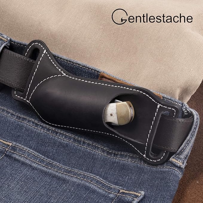 Gentlestache Leather Knife Sheaths for Belt, Knife Holster, Pocket Knife Sheath, EDC Leather Sheath for Folding Knife Carrier