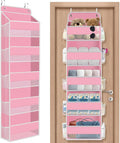 SpaceHacks 5-Tier Over The Door Organizer Hanging Storage Organizers with Clear Window 40lb Large Capacity Room Organizer for Pantry Bathroom Nursery Closet(Pink)