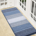 Kitinjoy Indoor Outdoor Door Mat, 47x17 Non-Slip Absorbent Dirt Trapper, Low-Profile Washable Inside Entrance Front Floor Mat, Sturdy Soft Entry Dotted Ombre Doormats for Entryway, Light Blue