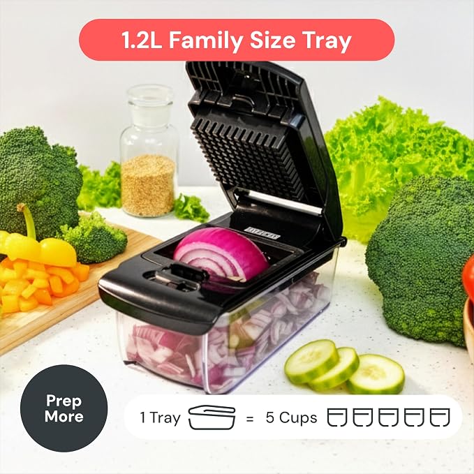 Fullstar The Original Pro Chopper - Vegetable Chopper and Slicer, Food Chopper with Container, Fruit Slicer, Kitchen Gadgets & Gifts, Home Essentials (6 in 1, Black)