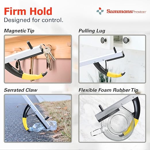 Sammons Preston Reacher, 32" Lightweight Grabber Reacher Tool with Magnetic Tip, Ergonomic Grip & Claw Jaw, Portable Reaching Aid for Seniors, Daily Living & Home Use, Standard Silver