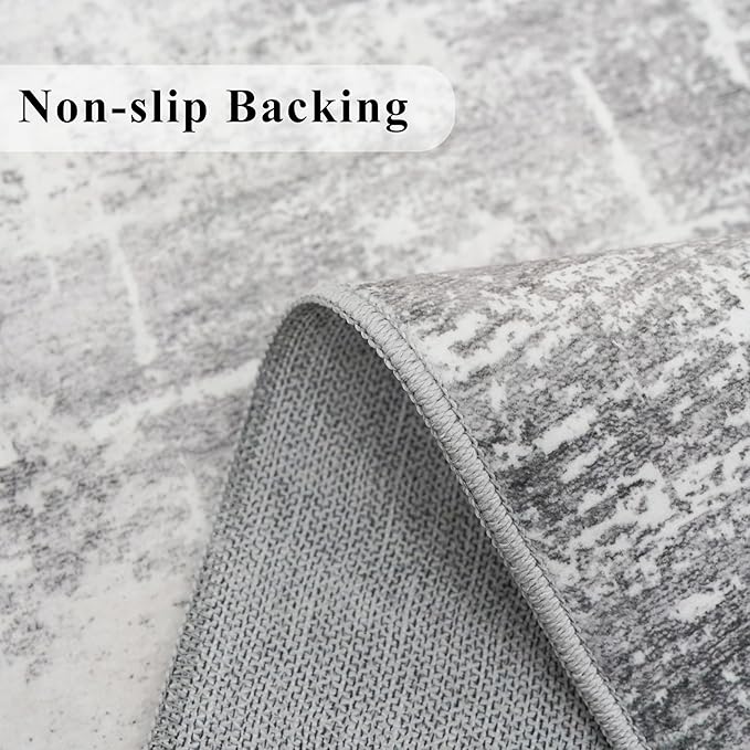 Washable 2x4 Entryway Area Rugs: Non-Slip Abstract Water Resistant Kitchen Rug Durable Doormat Soft Bedroom Carpet Indoor Low Pile Floor Mat for Bathroom Dining Room Hallway Runners(2x4,Light/Grey)