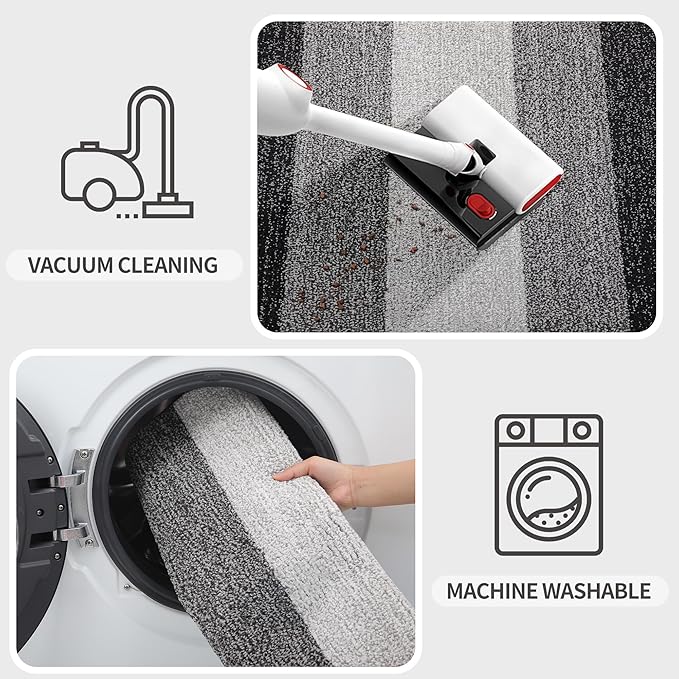 Kitinjoy Indoor Outdoor Door Mat, 70x35 Non-Slip Absorbent Dirt Trapper, Low-Profile Washable Inside Entrance Front Floor Mat, Sturdy Soft Entry Doormats for Entryway, Grey