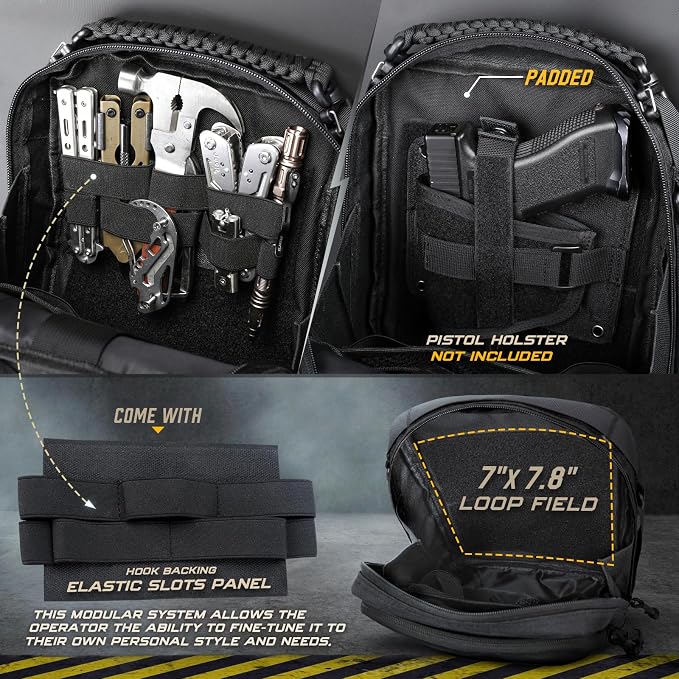 WYNEX Tactical Molle Admin Pouch, Utility EDC Pouch Organizer Modular Tool Pouch of Double Layer Design Medical EMT Attachment Bag Large Capacity with Elastic Webbing Insert Panel